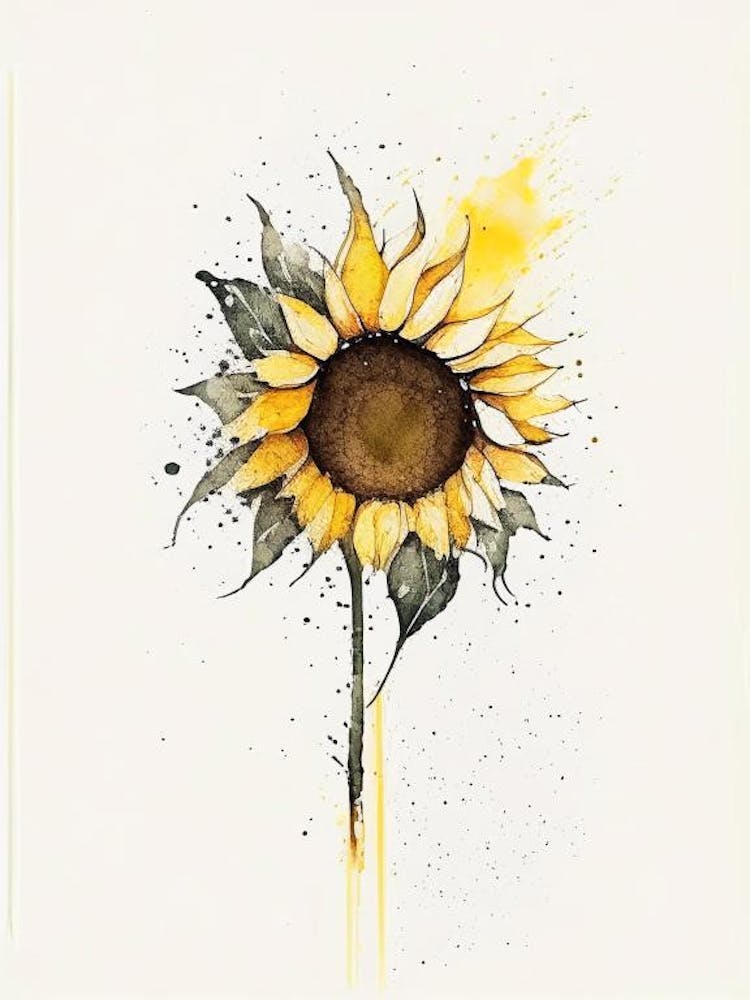 Sunflower Symbol Minimal Watercolour