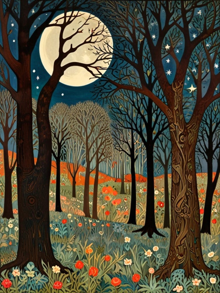 William Morris Moonlight In The Woods 121