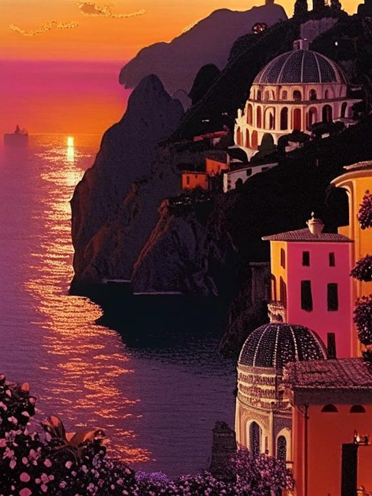 The Amalfi Coast Retro Sunset