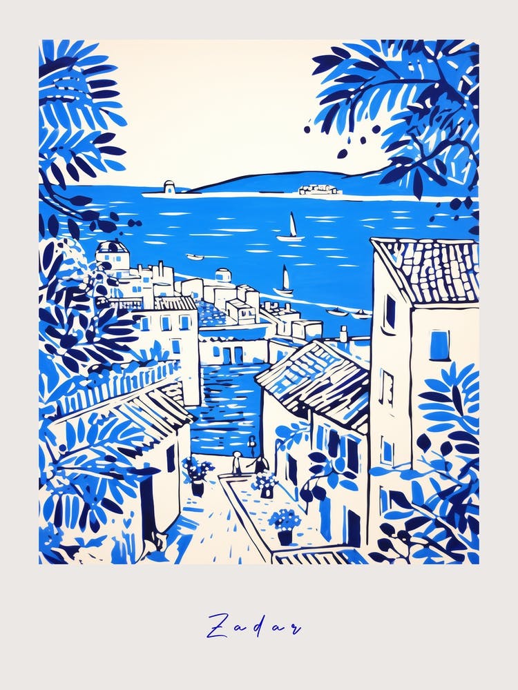 Zadar Croatia Mediterranean Blue Drawing Poster