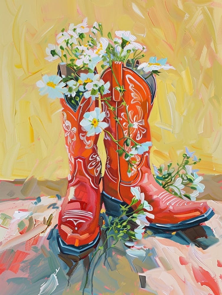 Cowboy Boots And Wildflowers White Campion