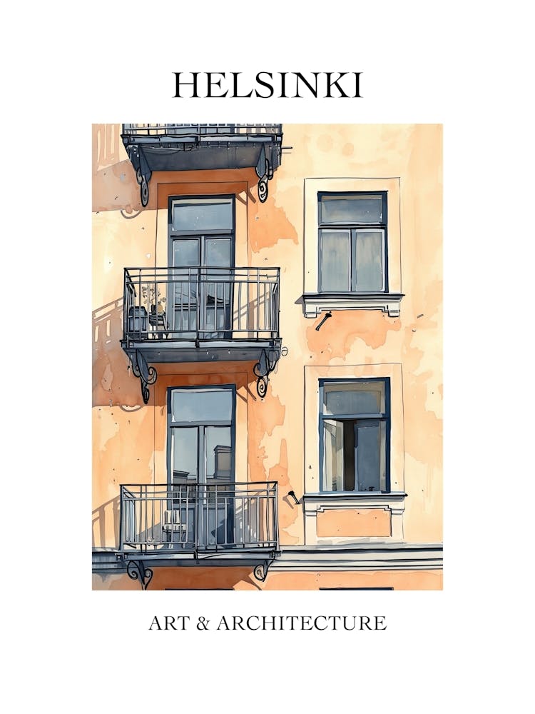 Helsinki Travel And Architecture Poster 2
