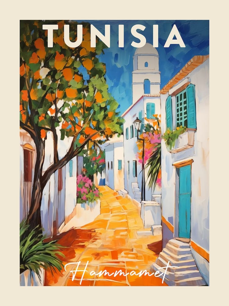 Hammamet Tunisia 4 Fauvist Painting  Travel Poster