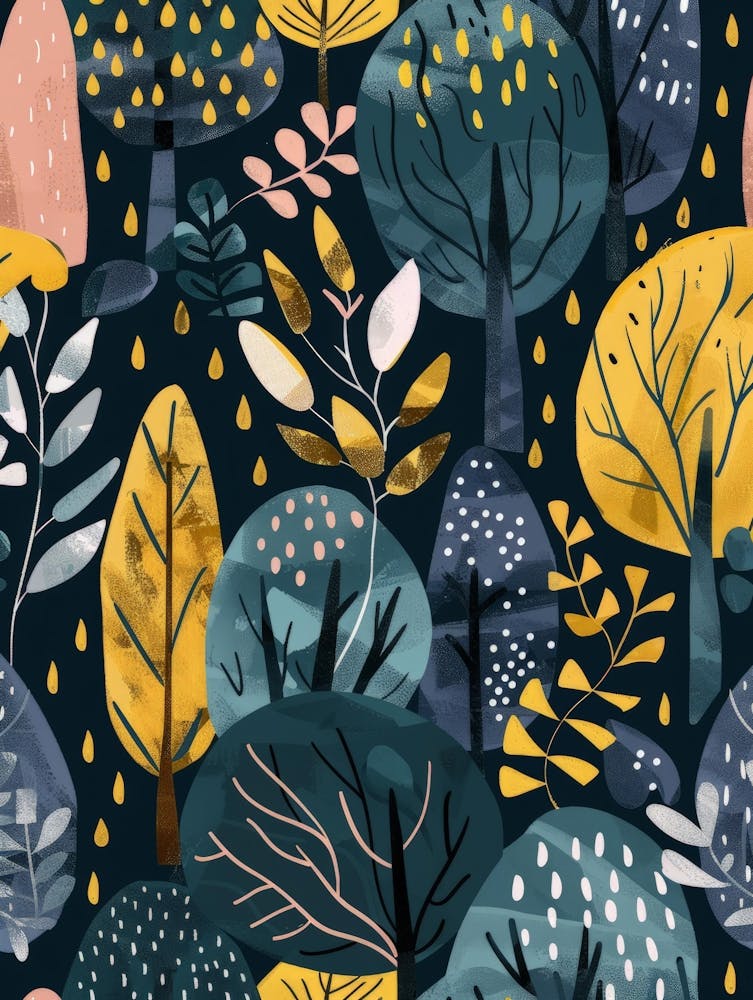 Autumn Trees Seamless Pattern 2