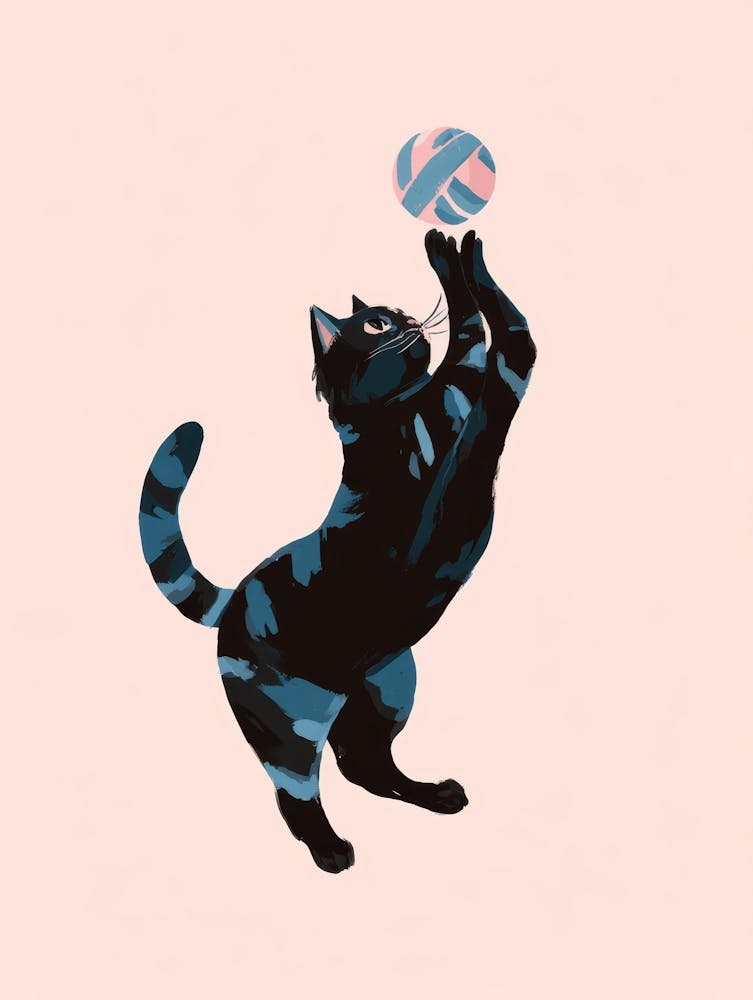 Cat Playing With A Ball 1