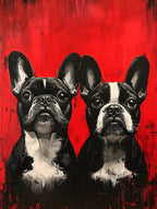 French Bulldogs Red Background