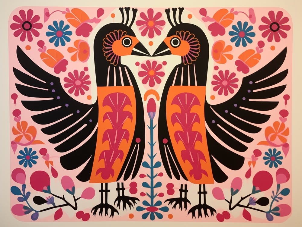 Hummingbird 1 Folk Style Animal Illustration