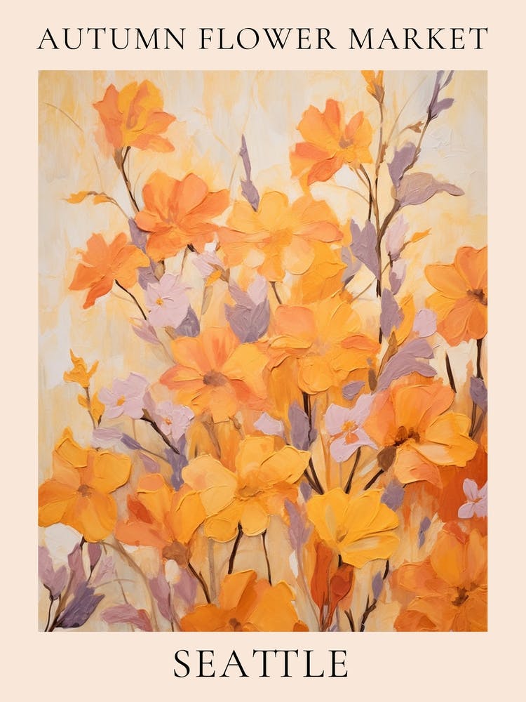 Autumn Flower Market Poster Seattle