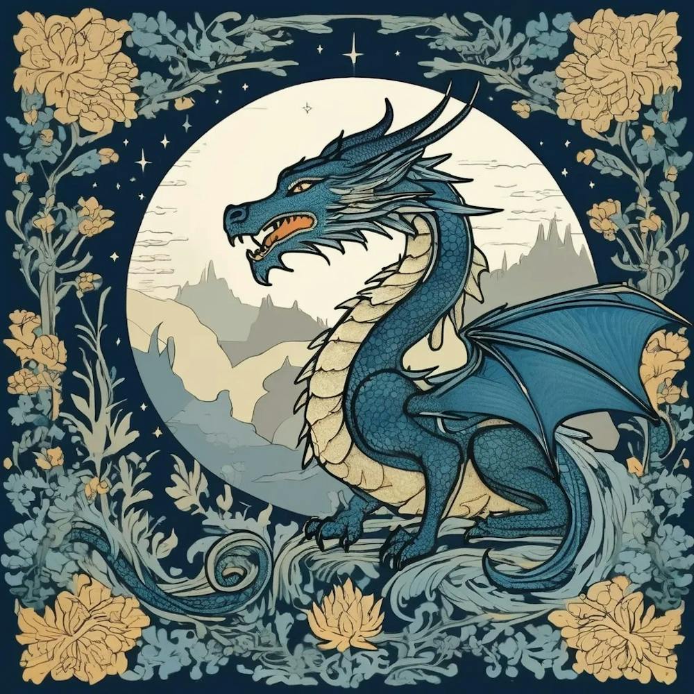 Blue Dragon in the moonlight 1