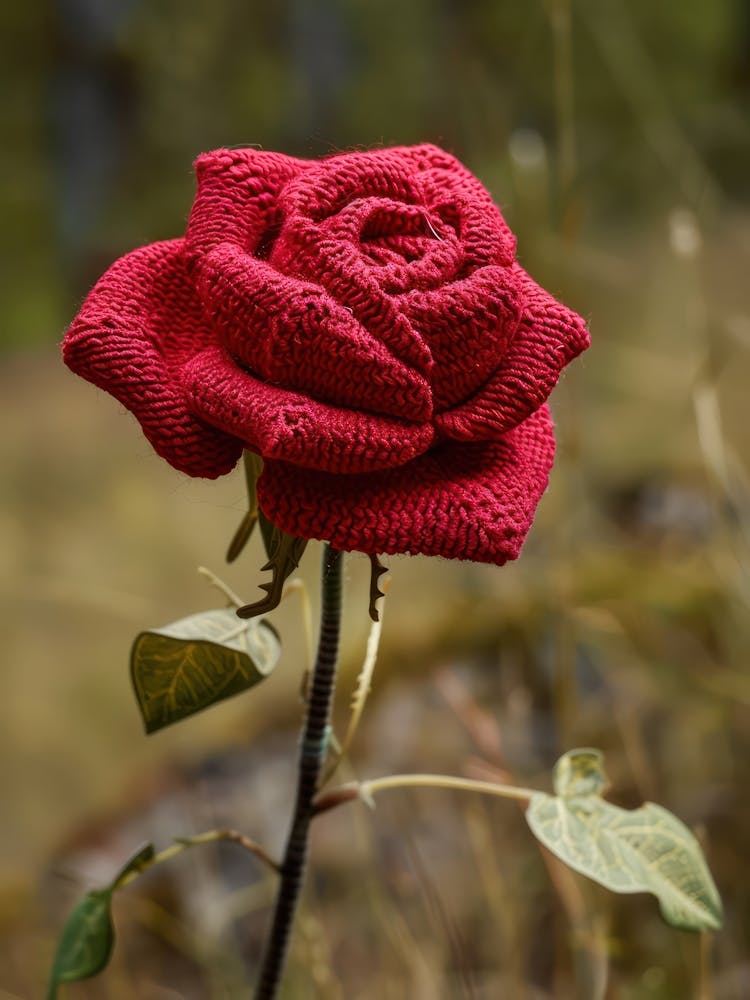 Red Rose Knitted In Crochet 4