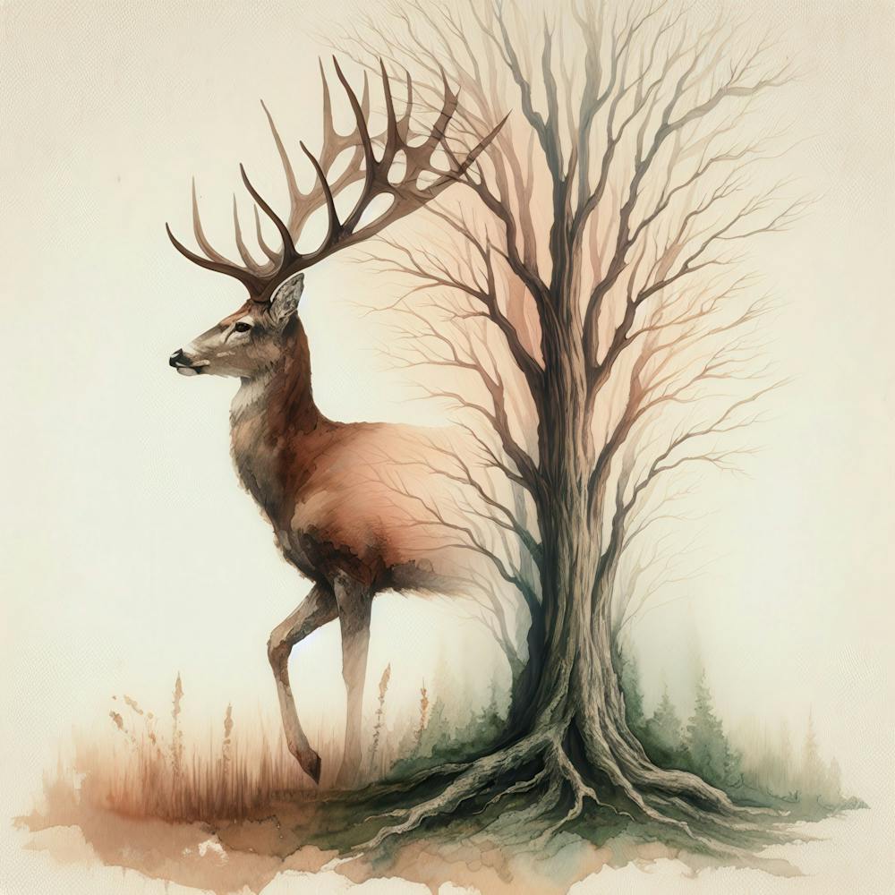 Hirsch und Baum