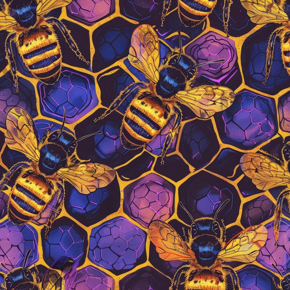 Bees On Honeycomb
