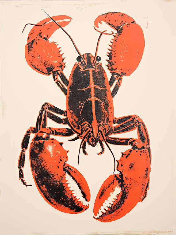 Lobster, Woodblock Animal  Drawing 1