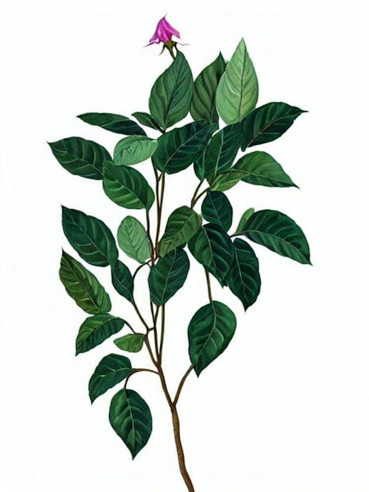 Periwinkle Flower (Catharanthus Roseus) Watercolor