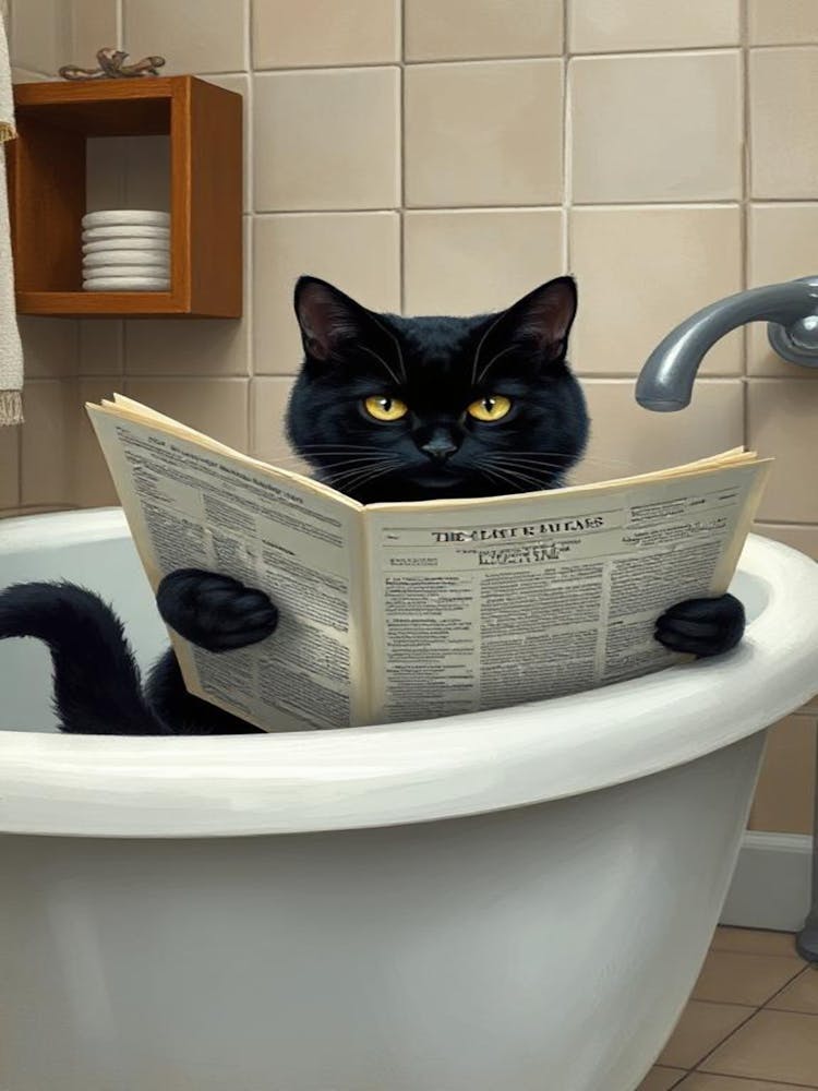 Cat Reading Newspaper 4