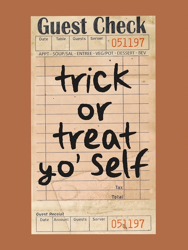 Guest Check Print Retro Halloween Print Trick Or Treat Yo Self Halloween Decor Bar Cart Wall