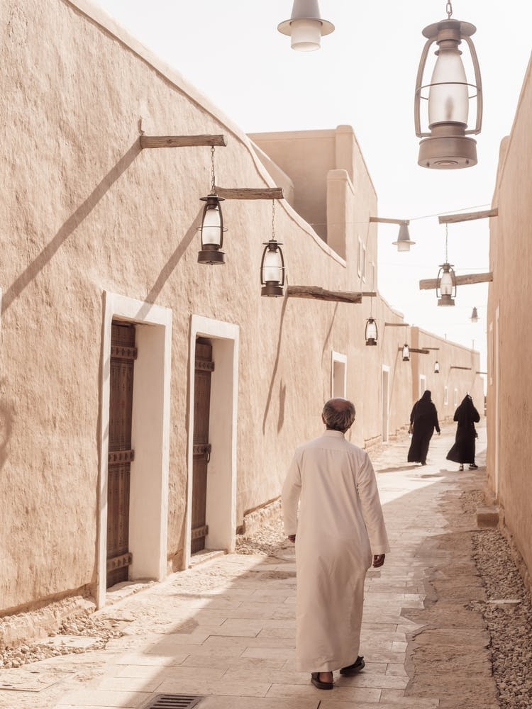 Man Walking In Small Street