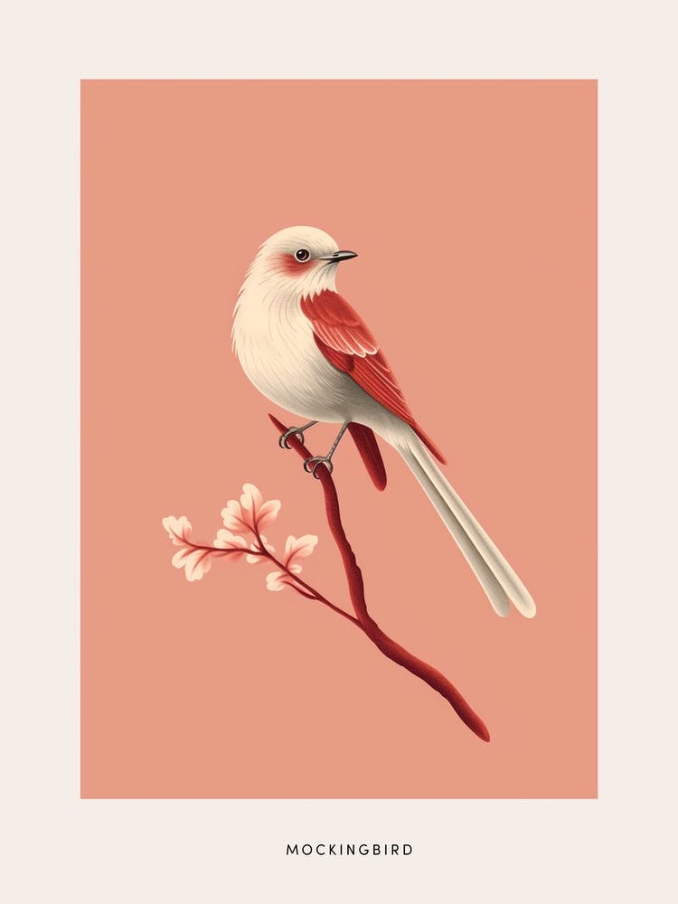 Minimalist Mockingbird 2 Bird Poster