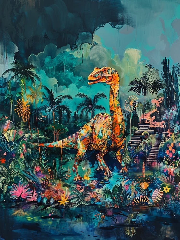 Dinosaur Ancient Ruins Painting 2