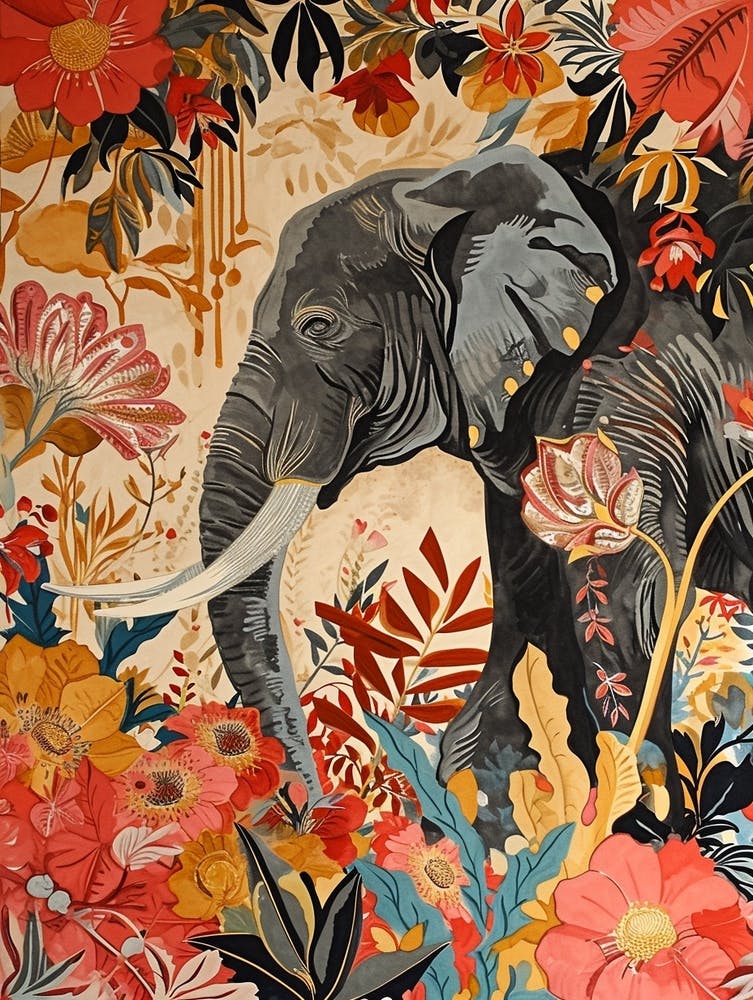 Floral Animal Painting Elephant 3