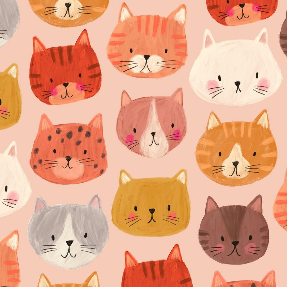 Meow Cats Pattern Square