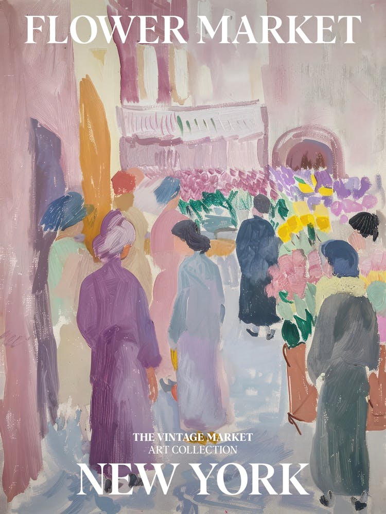 Peinture de Marché aux Fleurs Vintage New York 3