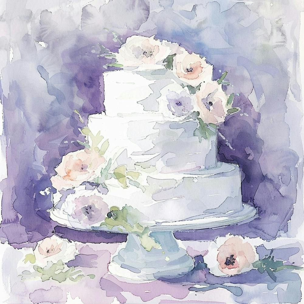 Watercolor Wedding Cake With Flowers 171