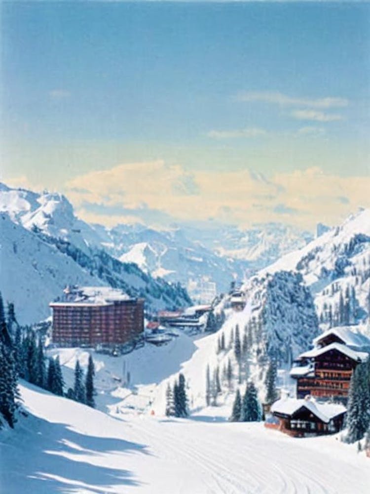 Engelberg, Switzerland Vintage Skiing Poster