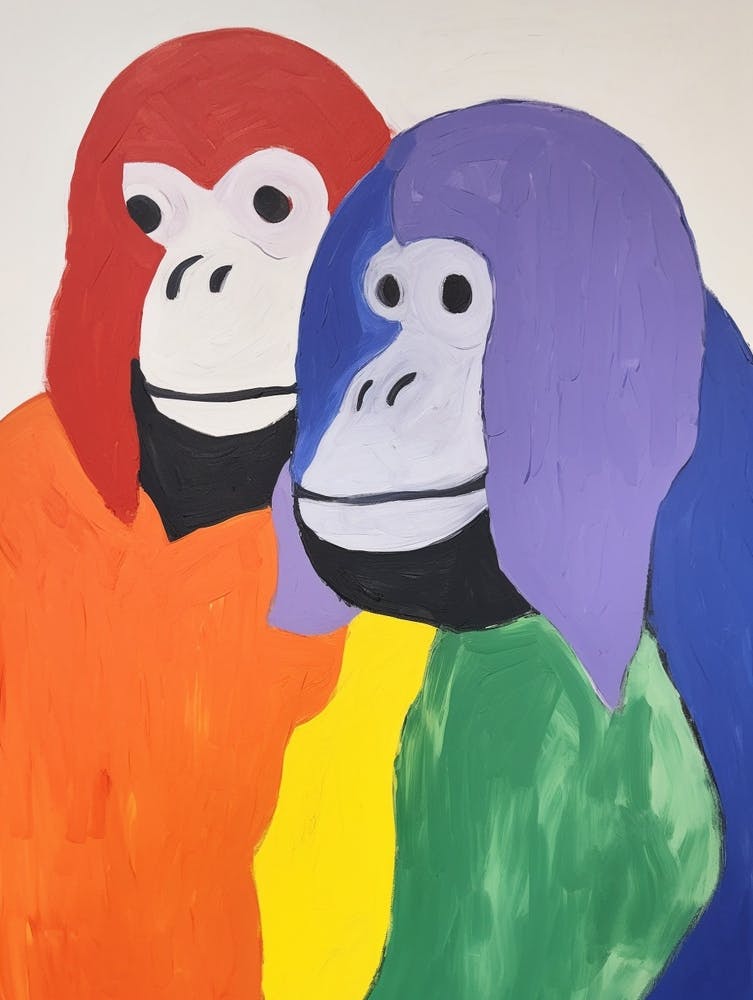 Bunte Kinder Tierkunst Orang-Utan 2