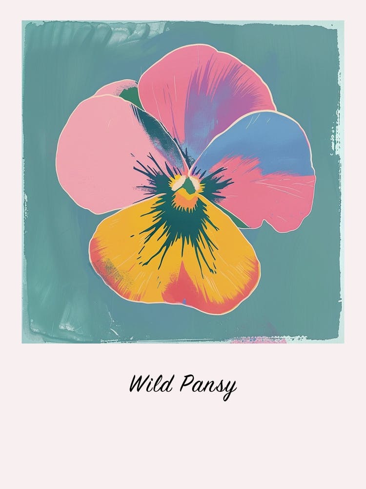 Wild Pansy 1 Square Flower Illustration Poster