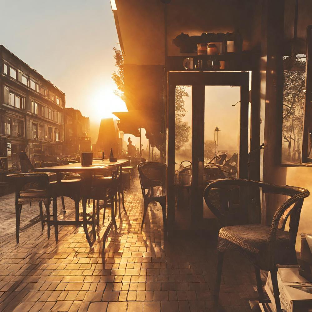 Sunset In A Cafe