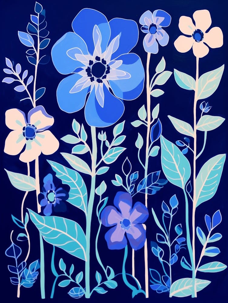Blue Flower Illustration Delphinium 1