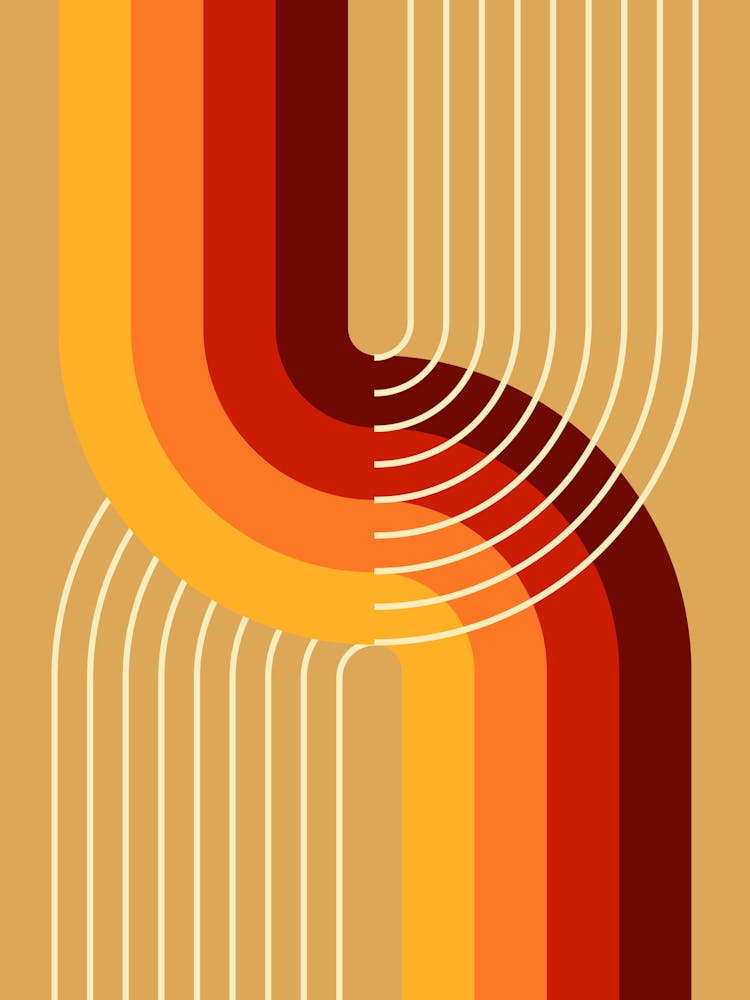 Midcentury Modern Geometric Rainbow Abstract Viii In Persian Vibes 01