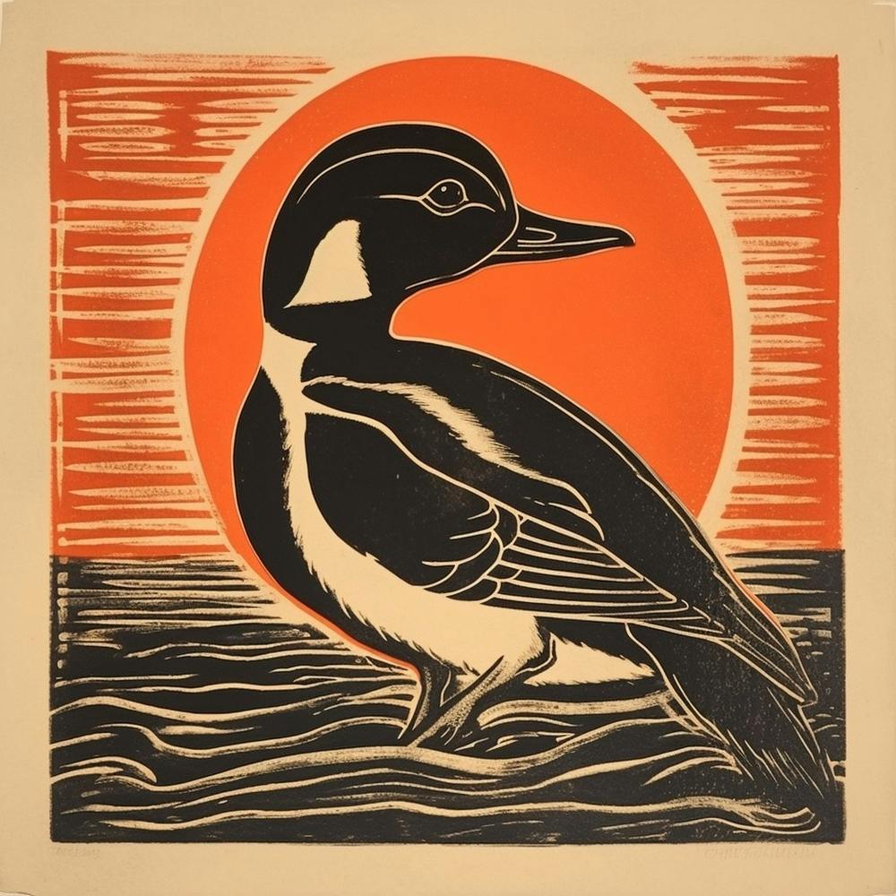 Retro Bird Lithograph Bufflehead 4
