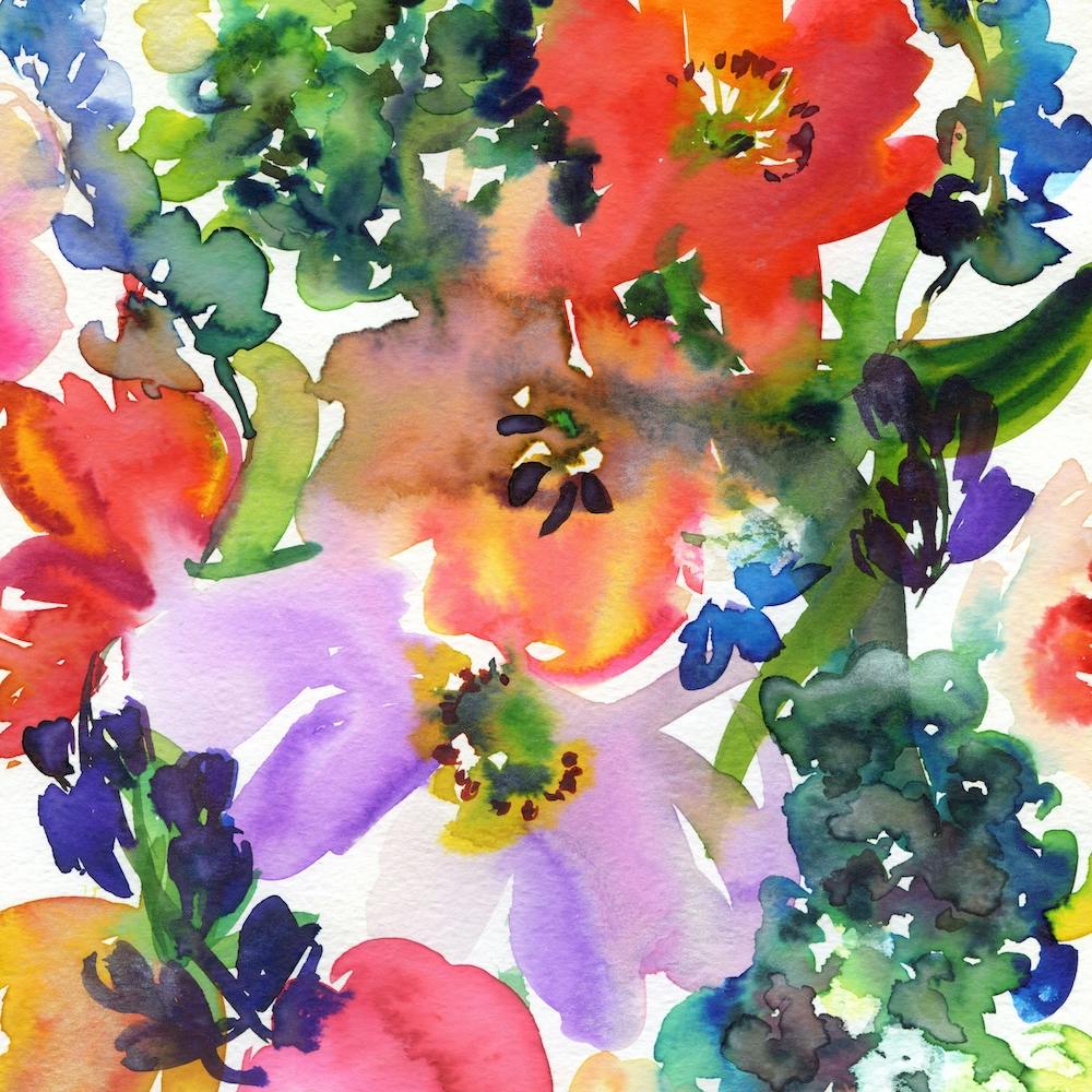 Abstract Watercolor Flowers