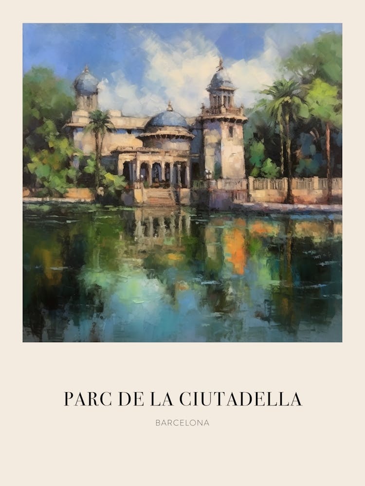 Parc De La Ciutadella Barcelona Spain 4 Vintage Cezanne Inspired Poster