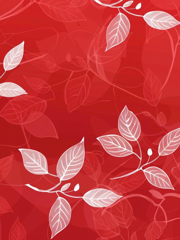 Red Leaves On A Red Background