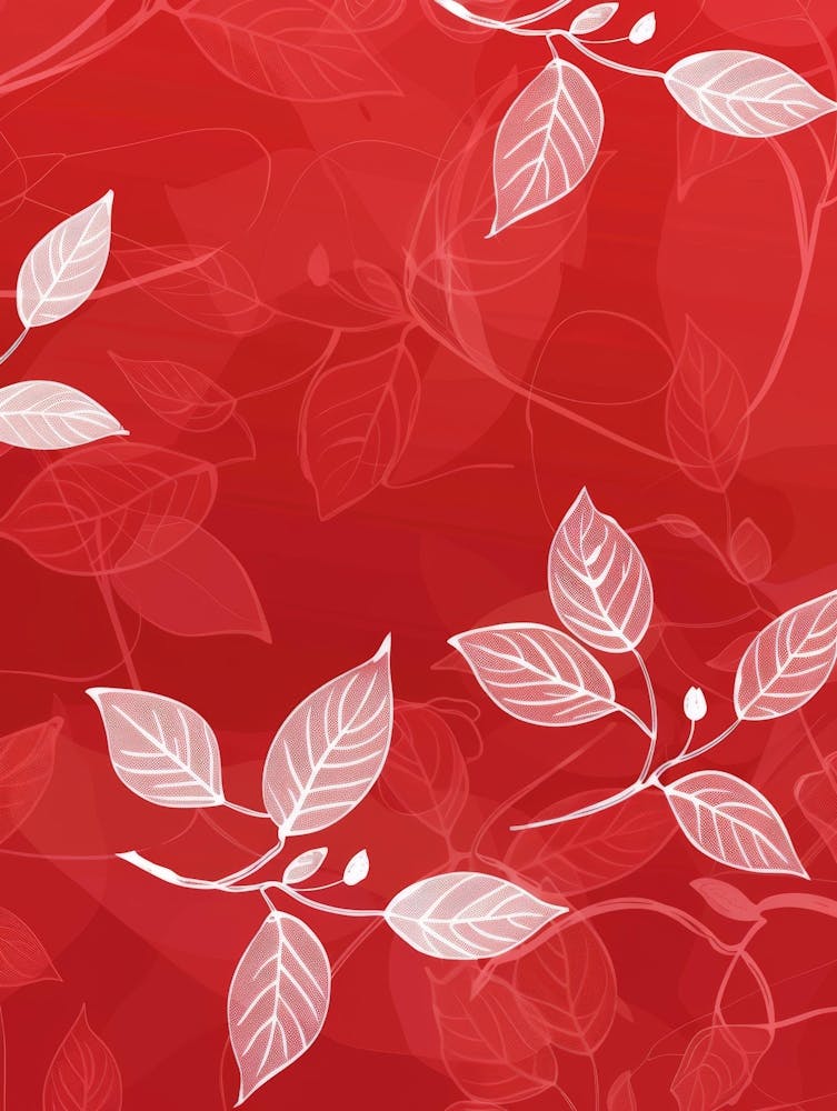 Red Leaves On A Red Background