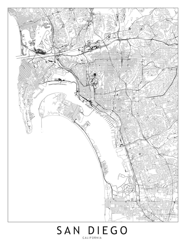 San Diego White Map
