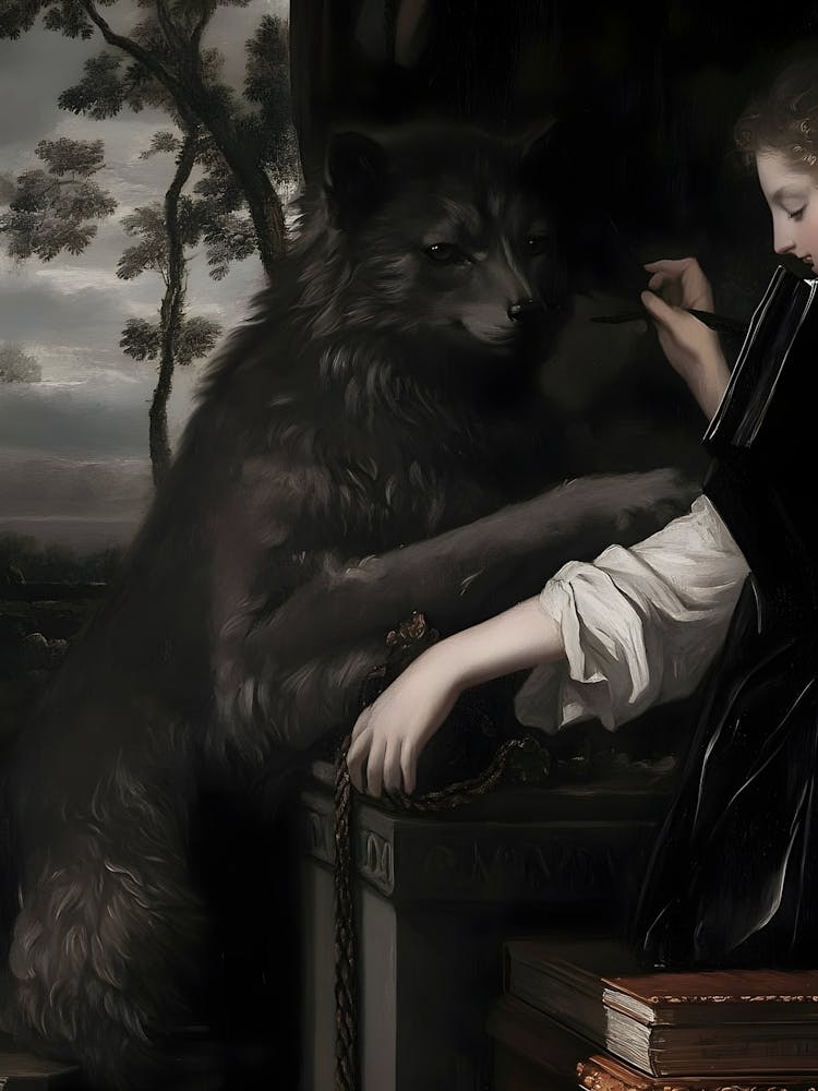 Dark Gothic Wolf And Girl