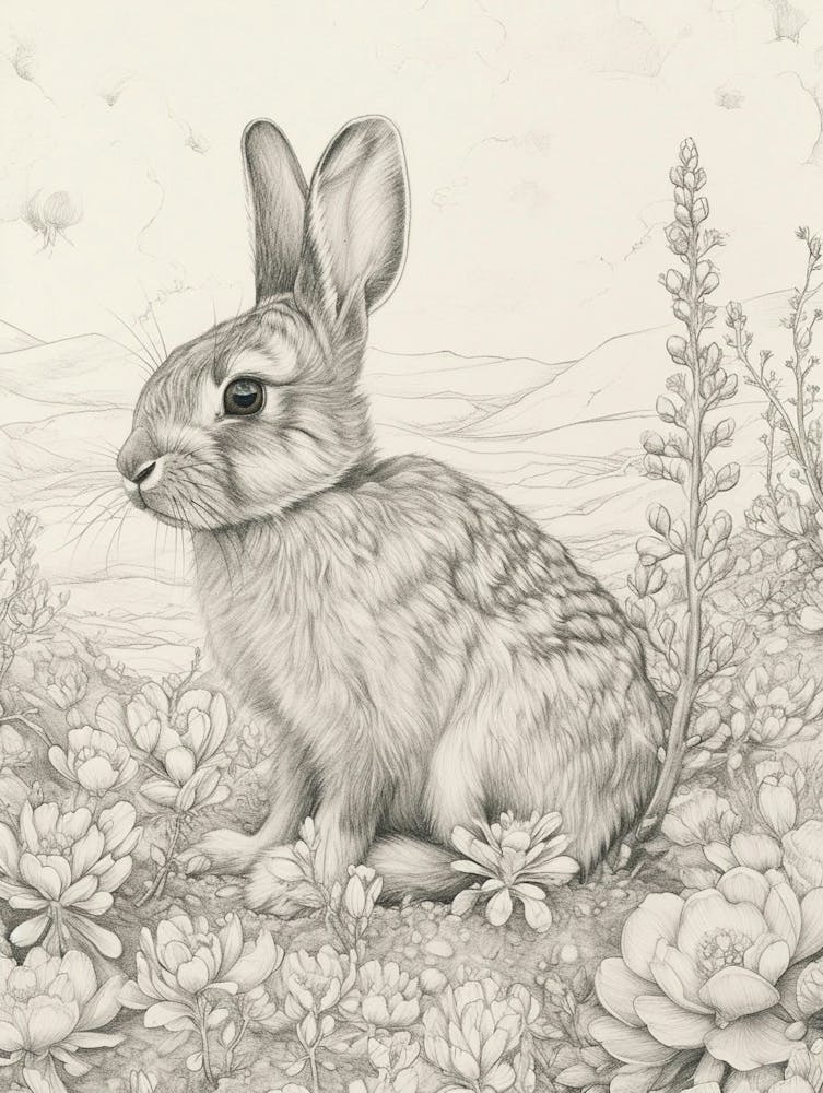 Florida White Rabbit Drawing 3
