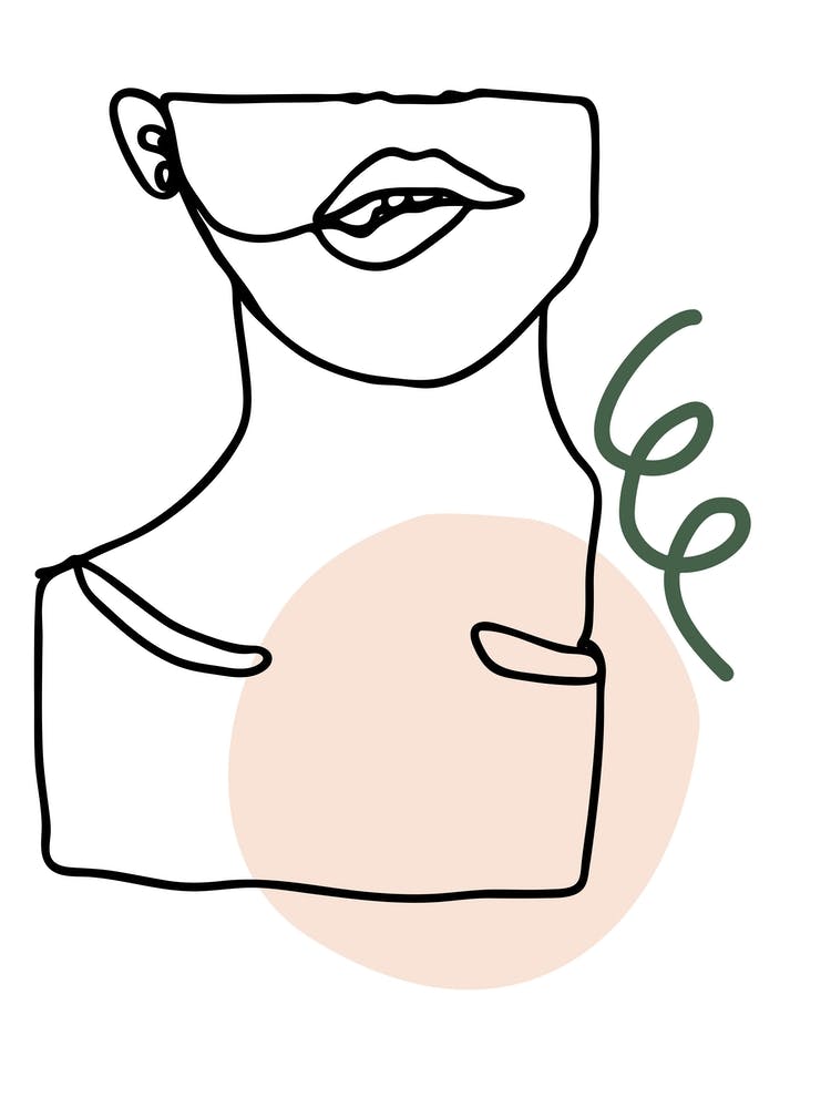 Female Face Lip Bite Art