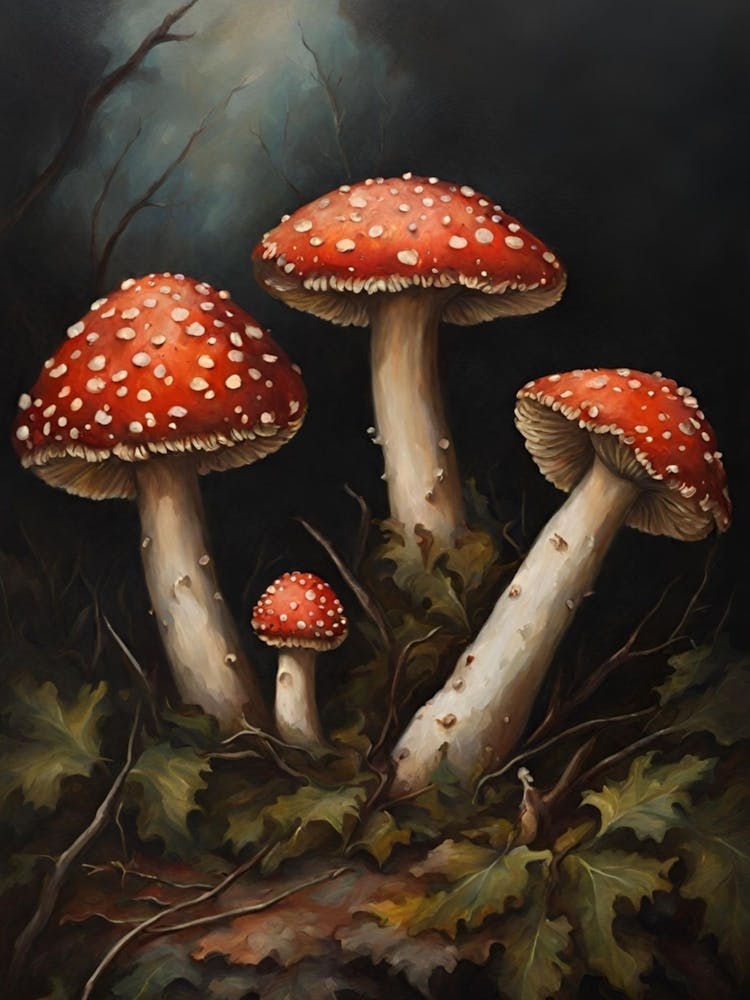 Three Red Mushrooms