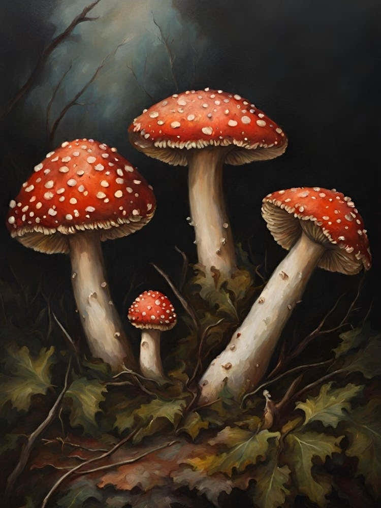 Three Red Mushrooms