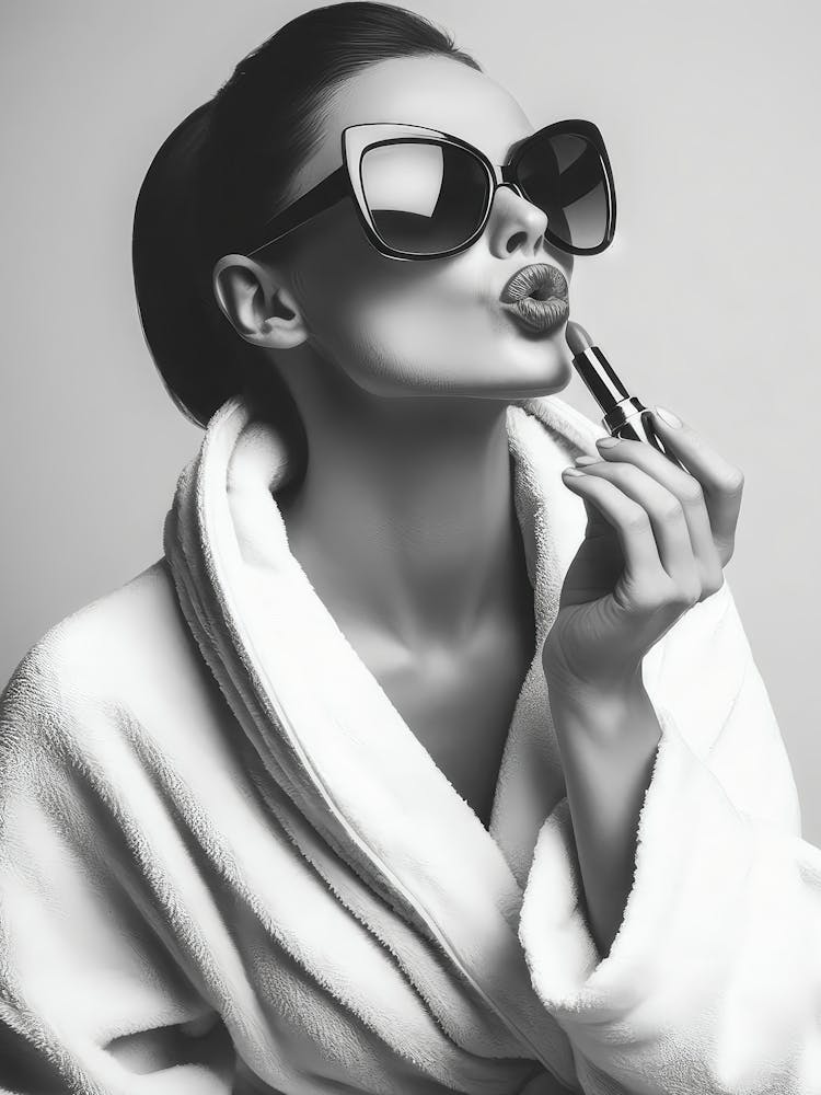 Woman Applying Lipstick Wall Art, Black And White Print, Vintage Fashion Photo, Bathroom Wall Art, Feminist Poster, Fashion Wall Decor