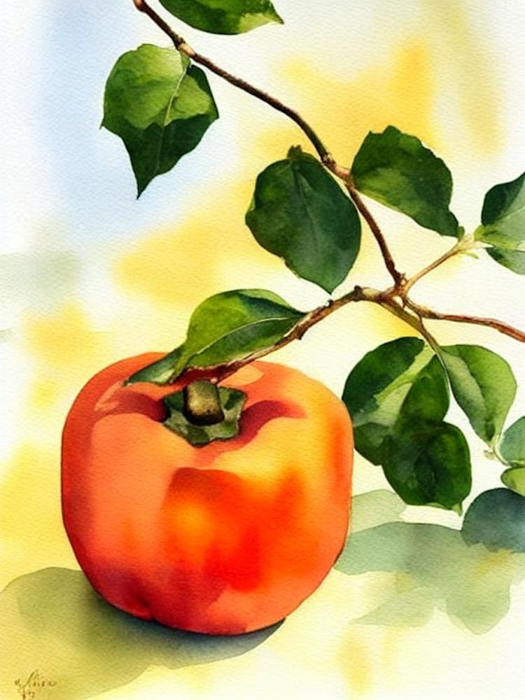 Persimmon Italian Watercolour fruit