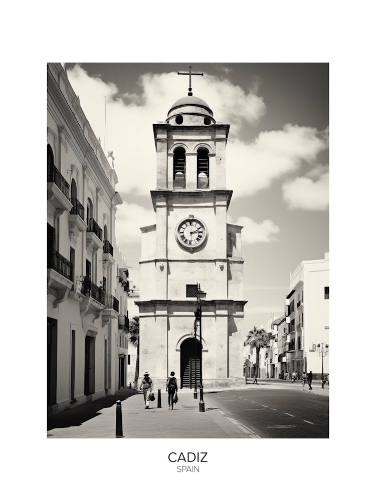 Poster Of Cadiz, Spain, Black And White Analogue Photography 5