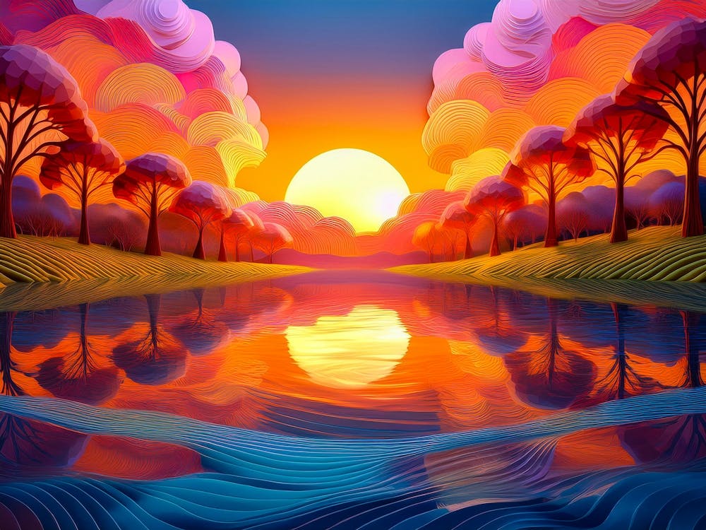 Sunset By The River