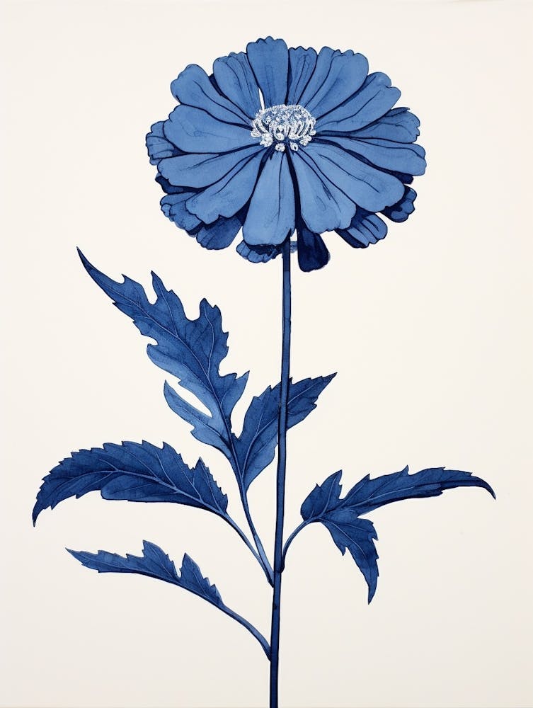 Blue Botanical Zinnia 2