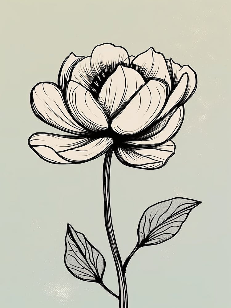 Line Art Lotus Flowers Illustration Neutral 8
